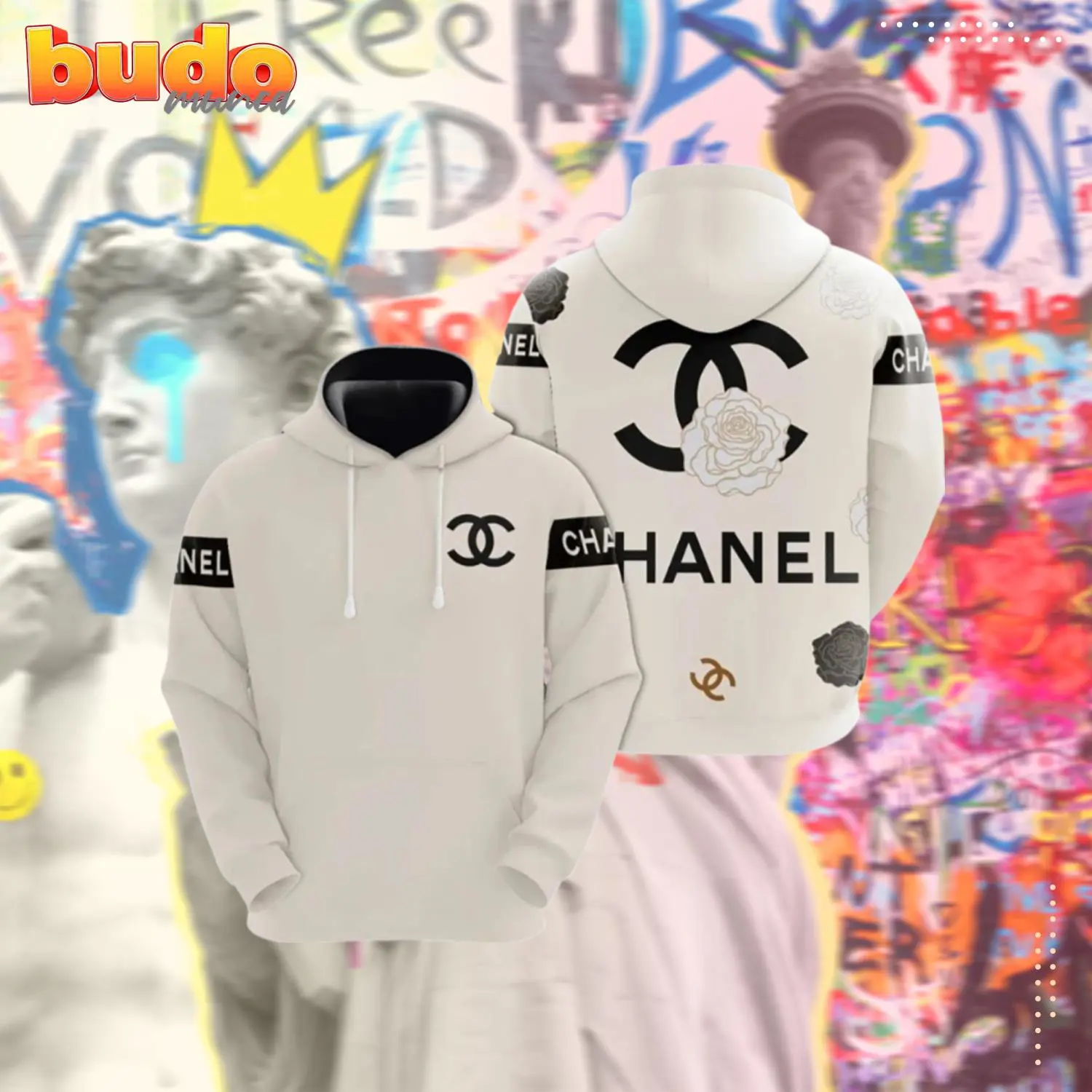 Chanel white unisex hoodie for men women luxury brand clothing clothes outfit